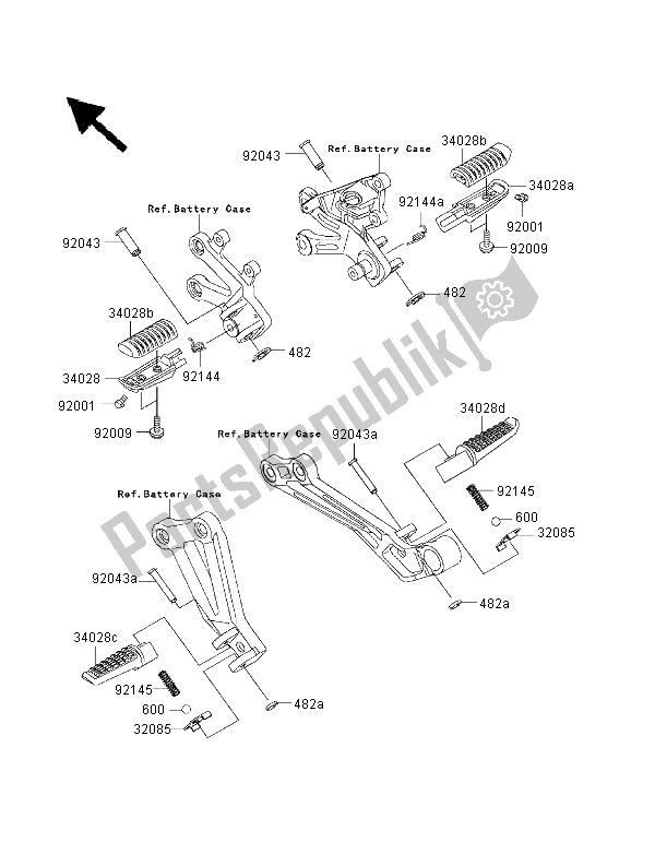 Todas las partes para Reposapiés de Kawasaki Ninja ZX 12R 1200 2000