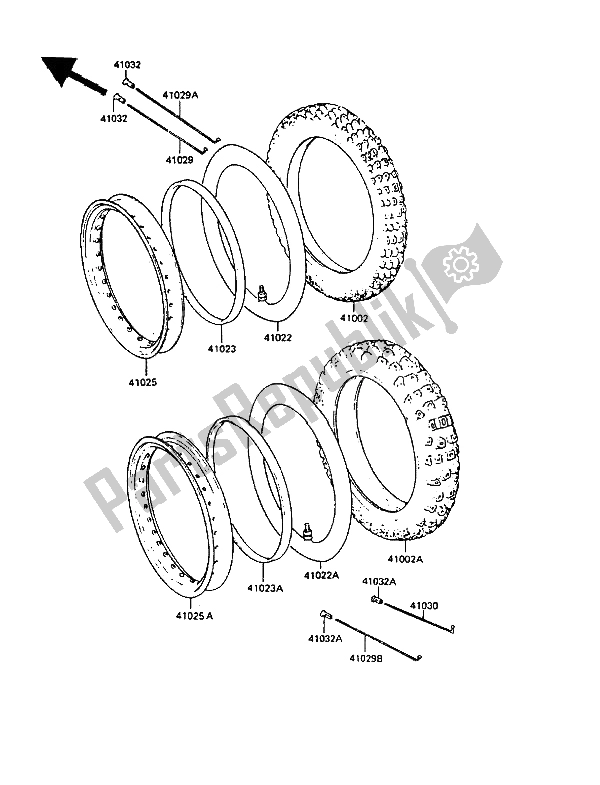 Tutte le parti per il Pneumatici del Kawasaki KLR 250 1987