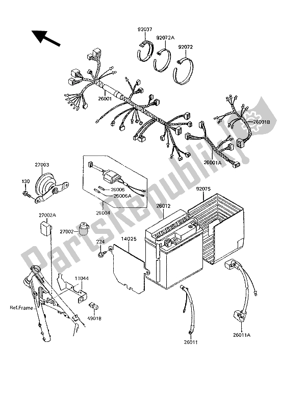 Toutes les pièces pour le Châssis équipement électrique du Kawasaki KLR 600 1994