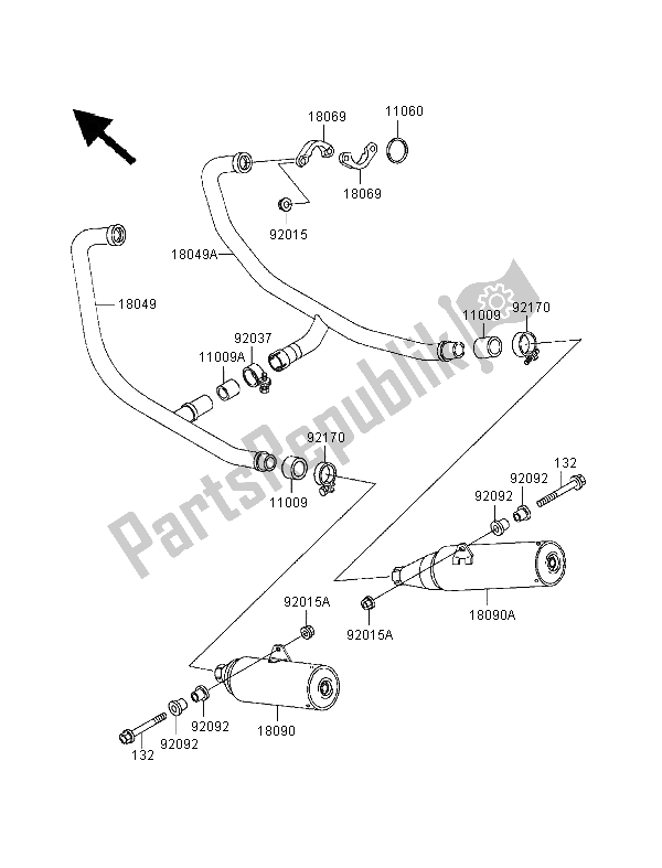 Todas as partes de Silencioso do Kawasaki GPZ 500S 1999