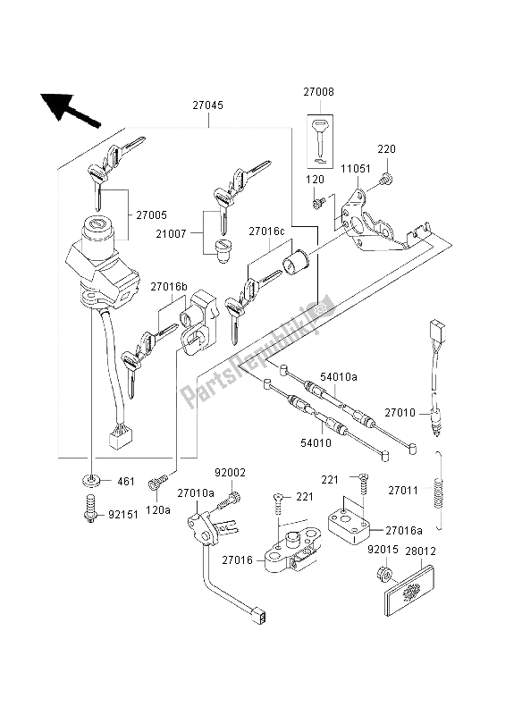 All parts for the Ignition Switch of the Kawasaki ZR 7 750 2003