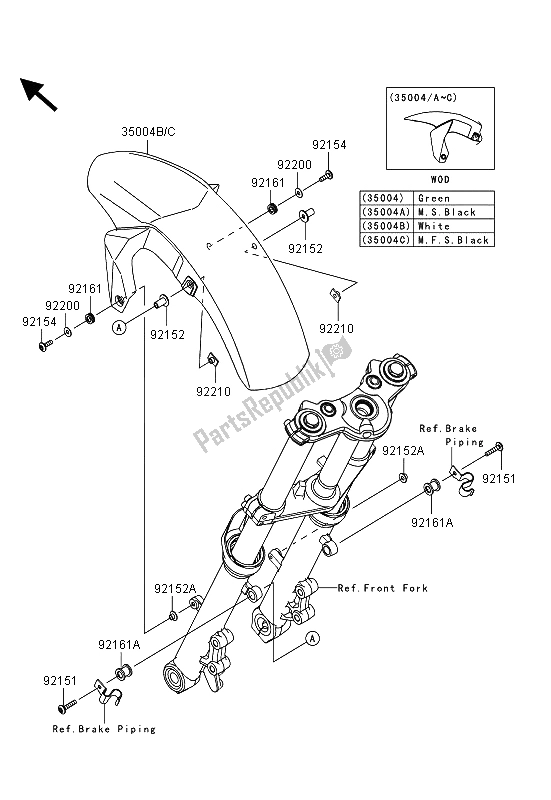 Tutte le parti per il Parafango Anteriore del Kawasaki ER 6F ABS 650 2013