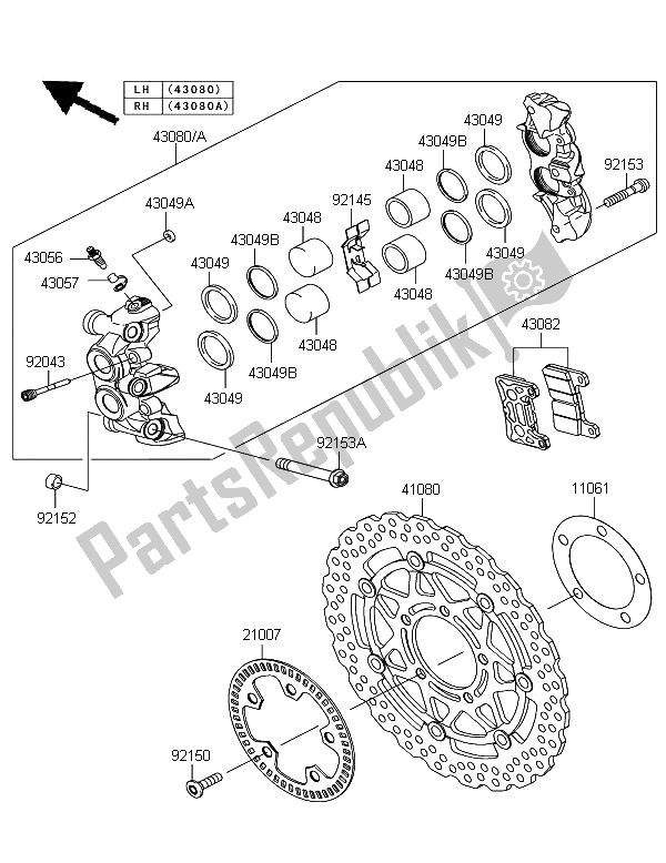 All parts for the Front Brake of the Kawasaki Z 1000 SX ABS 2011