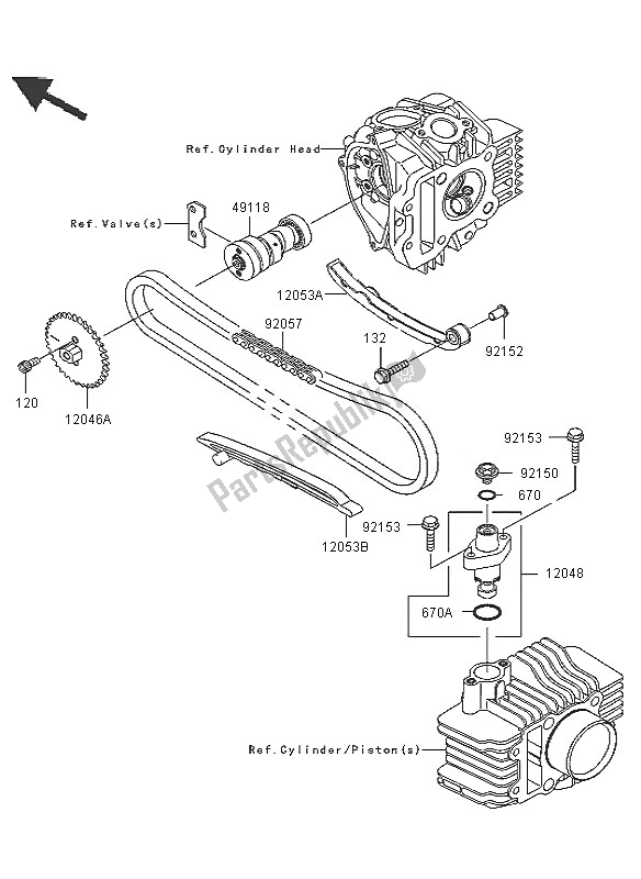 Todas las partes para árbol De Levas Y Tensor de Kawasaki KLX 110 2005