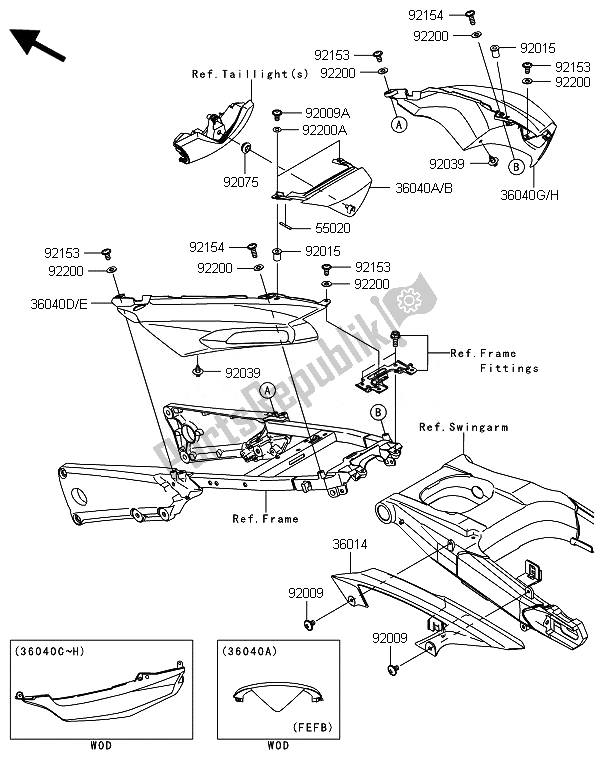 All parts for the Side Covers & Chain Cover of the Kawasaki ZZR 1400 ABS 2014