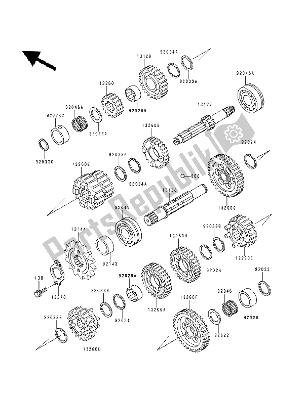 All parts for the Transmission of the Kawasaki ZXR 400 1994