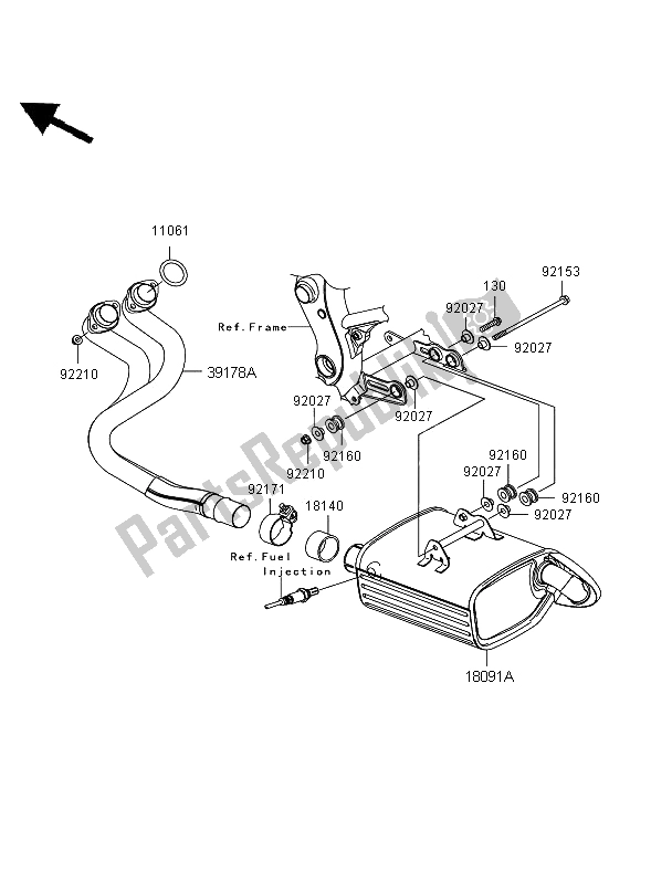 Alle onderdelen voor de Geluiddemper van de Kawasaki ER 6F 650 2008