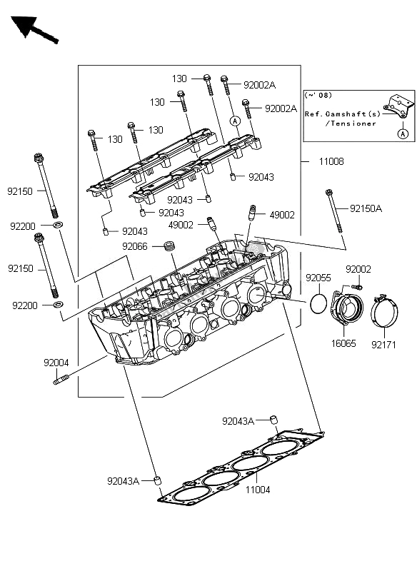 Tutte le parti per il Testata del Kawasaki Z 750 ABS 2007