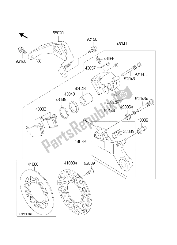 All parts for the Rear Brake of the Kawasaki KX 125 2002