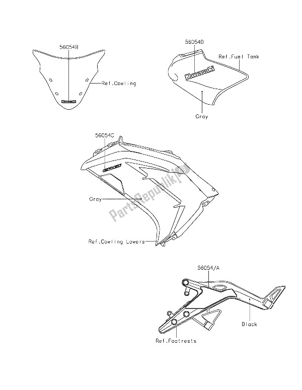 Wszystkie części do Kalkomanie (szare) Kawasaki ER 6F 650 2016