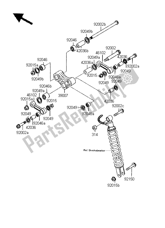 All parts for the Suspension of the Kawasaki KMX 125 SW 1995