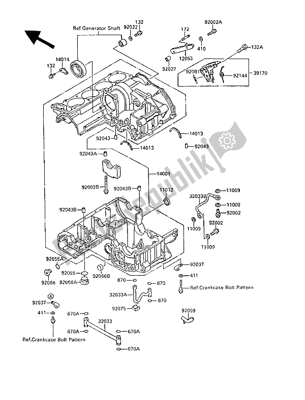 Todas las partes para Cárter (2) de Kawasaki ZL 1000 1987