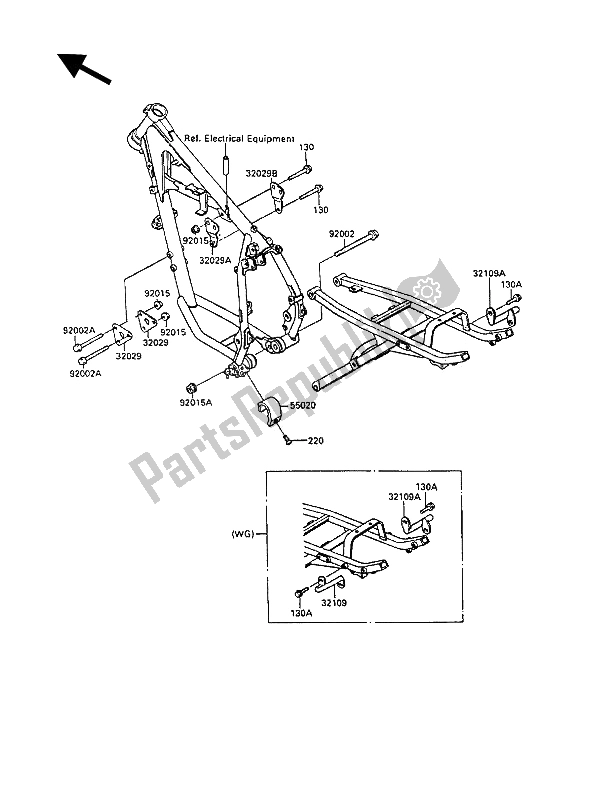 Tutte le parti per il Montaggio Del Telaio del Kawasaki KLR 250 1990