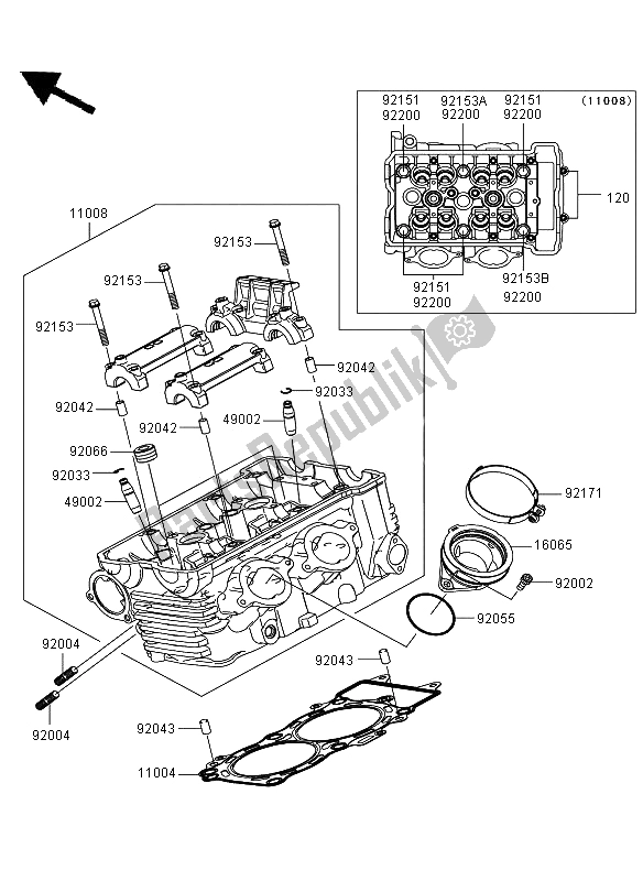 Tutte le parti per il Testata del Kawasaki Versys 650 2009