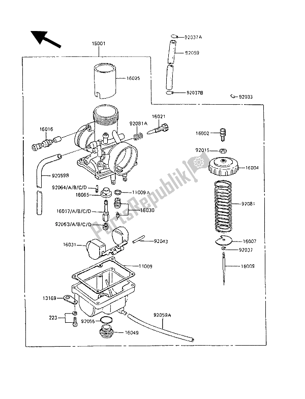 Toutes les pièces pour le Carburateur du Kawasaki KX 60 1988