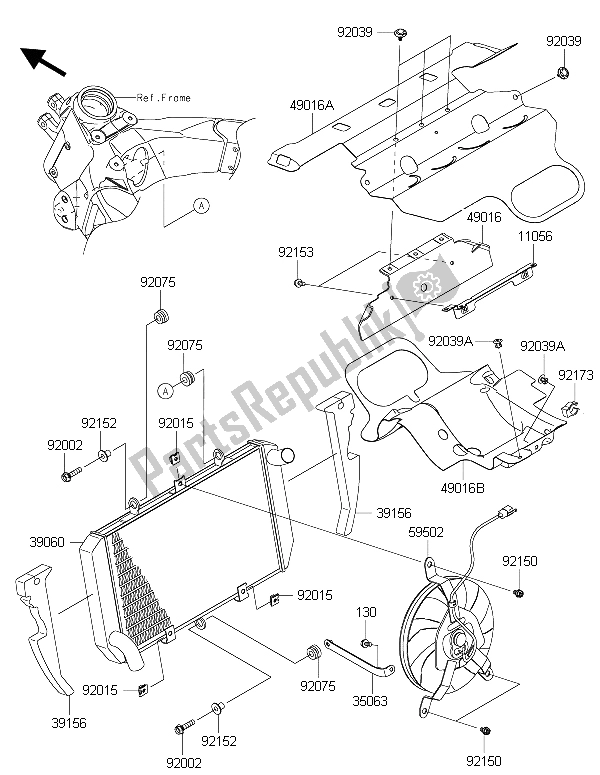 All parts for the Radiator of the Kawasaki Z 1000 SX 2015