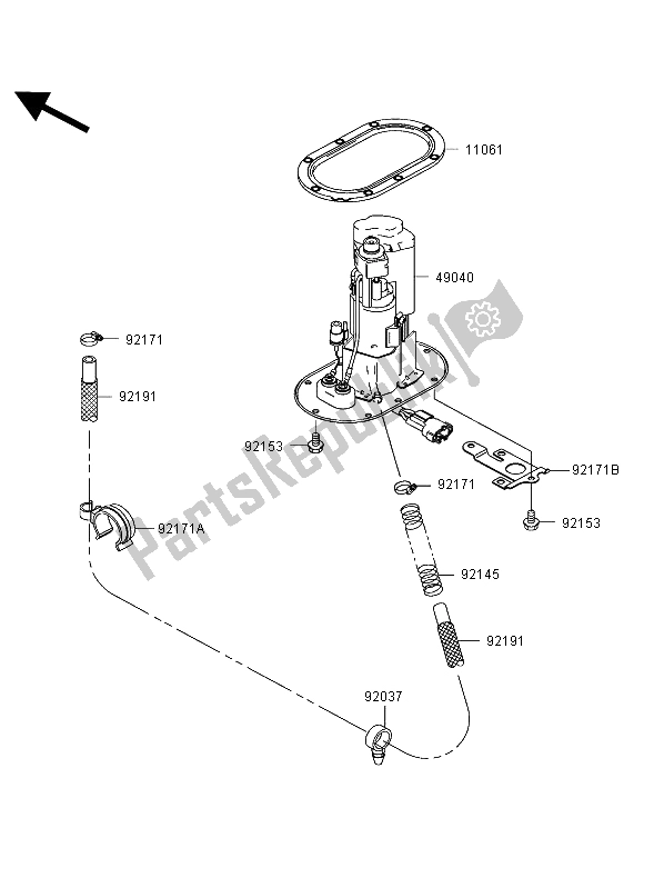 Todas as partes de Bomba De Combustivel do Kawasaki Ninja ZX 12R 1200 2003