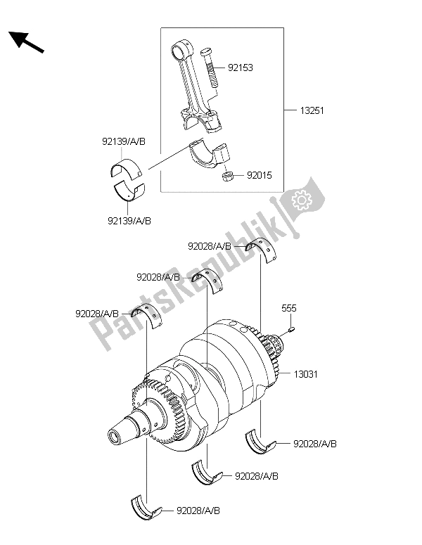 All parts for the Crankshaft of the Kawasaki Versys 650 ABS 2015