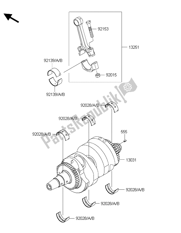 All parts for the Crankshaft of the Kawasaki Versys 650 ABS 2015