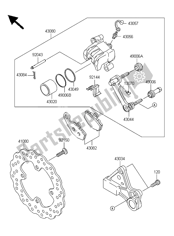 Toutes les pièces pour le Frein Arriere du Kawasaki Ninja ZX 6R 600 2006