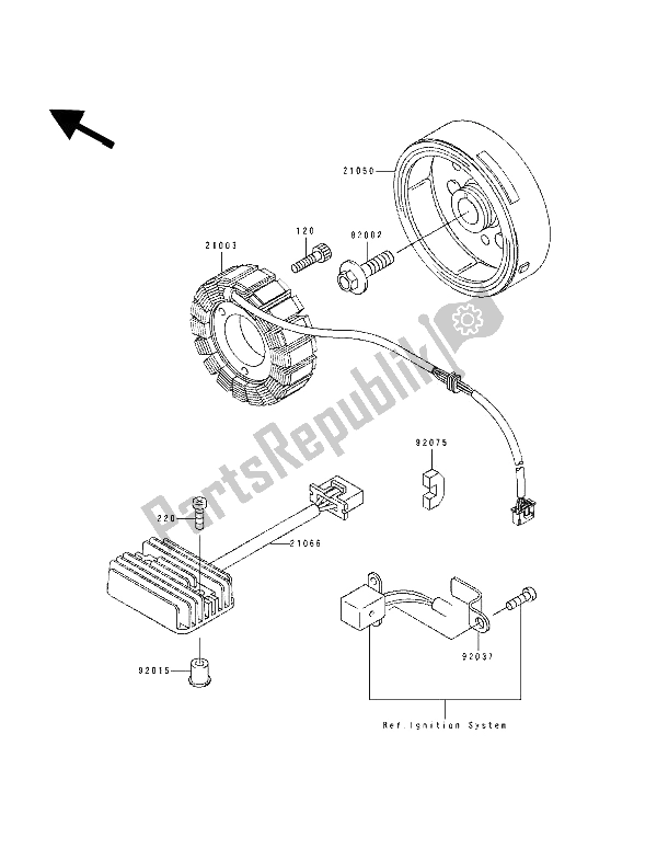 Tutte le parti per il Generatore del Kawasaki EL 250D 1993