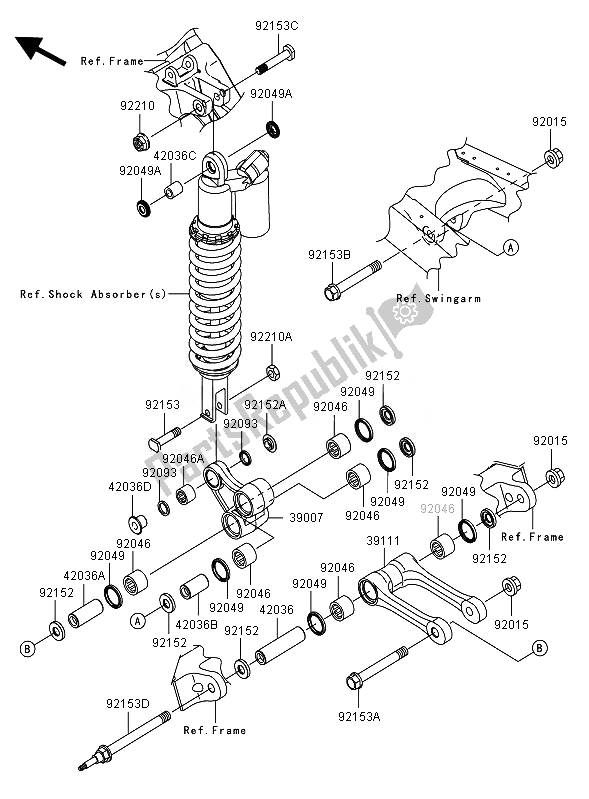 Alle onderdelen voor de Suspensie van de Kawasaki KX 250F 2007