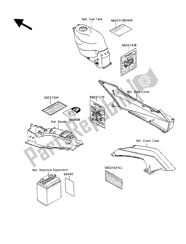 Tutte le parti per il Etichetta del Kawasaki ZZ R 1100 1991