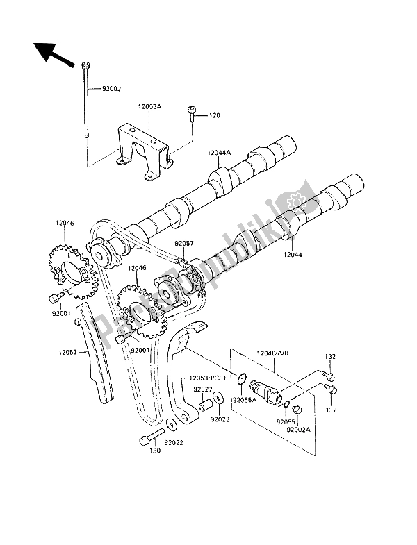 All parts for the Camshaft(s) & Tensioner of the Kawasaki ZL 1000 1987