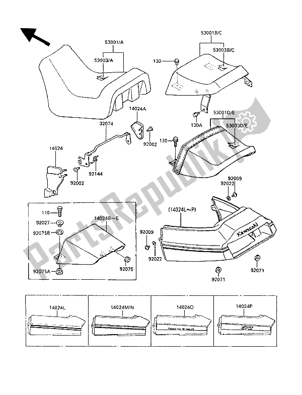 All parts for the Seat of the Kawasaki GPZ 600R 1988