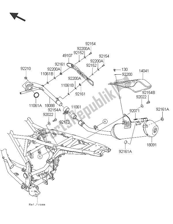 Tutte le parti per il Silenziatore (s) del Kawasaki D Tracker 150 2016