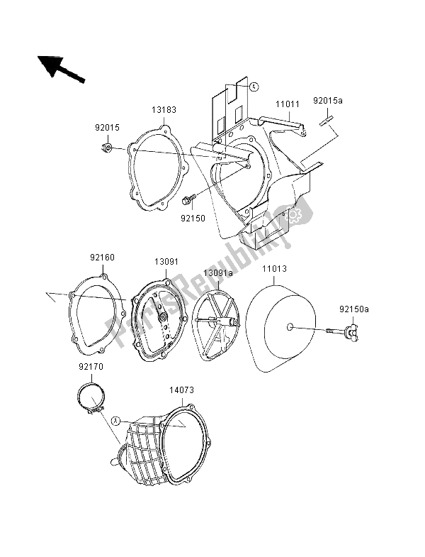 Alle onderdelen voor de Luchtfilter van de Kawasaki KX 250 1996