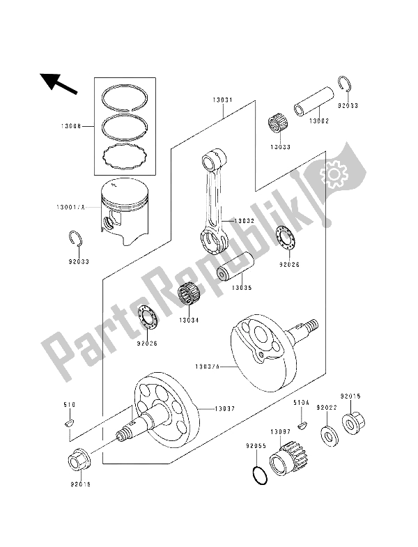 Tutte le parti per il Albero Motore E Pistone del Kawasaki KDX 125 1991