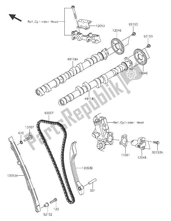 All parts for the Camshaft(s) & Tensioner of the Kawasaki ZZR 1400 ABS 2016