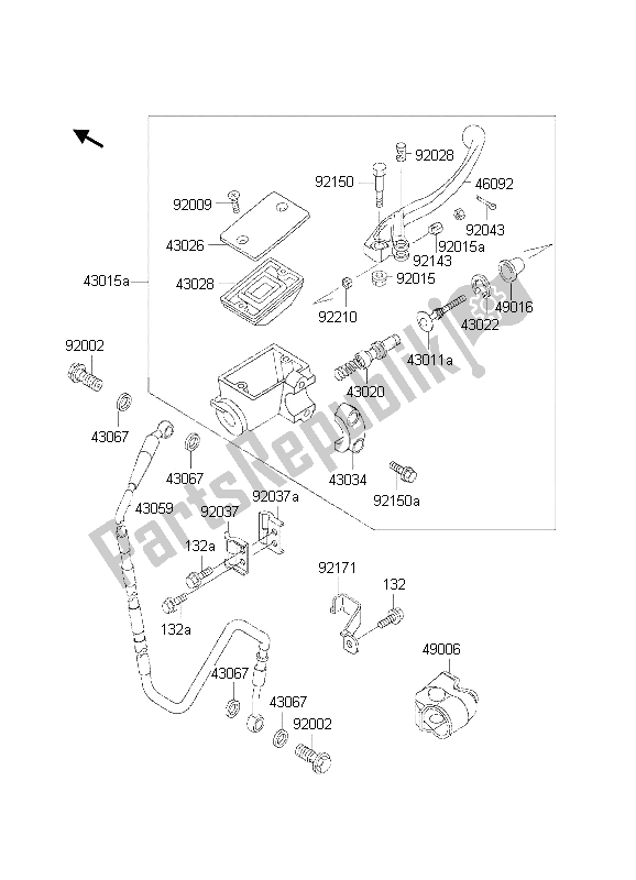 Tutte le parti per il Pompa Freno Anteriore del Kawasaki KX 500 2002