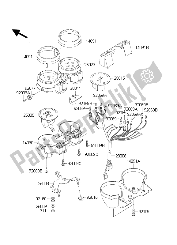 All parts for the Meter(s) of the Kawasaki ZRX 1200 2004
