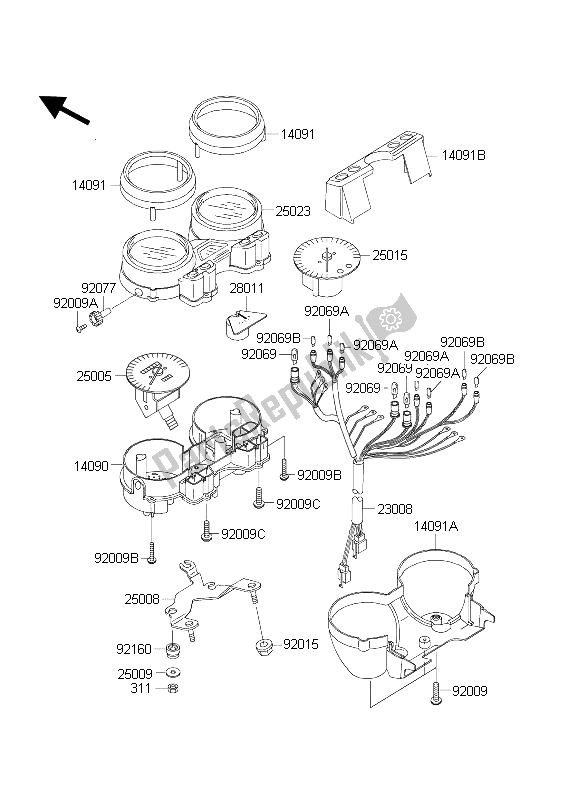 All parts for the Meter(s) of the Kawasaki ZRX 1200 2004