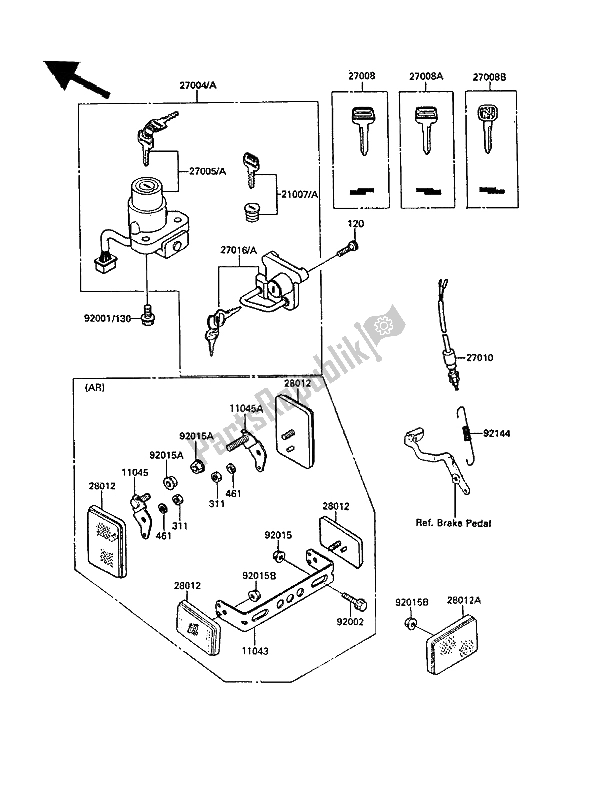 All parts for the Ignition Switch of the Kawasaki KLR 650 1988