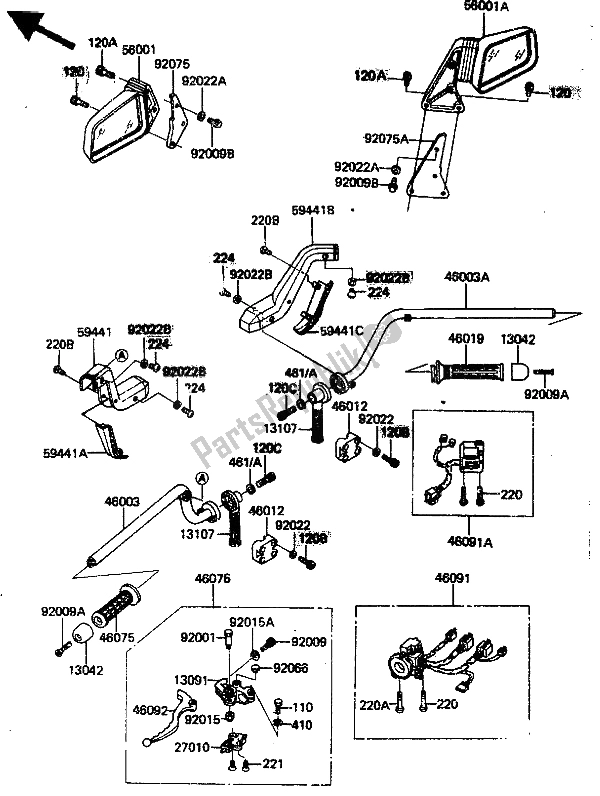 Tutte le parti per il Manubrio del Kawasaki ZN 1300 1986