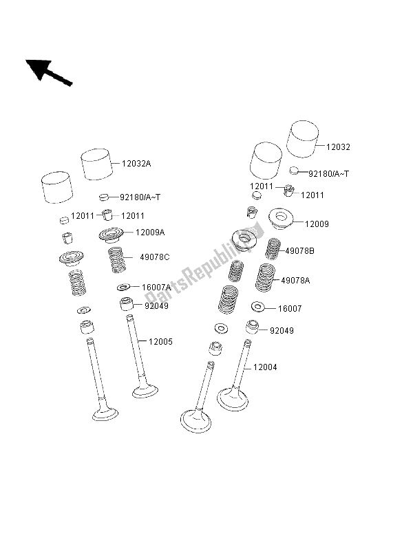 All parts for the Valve of the Kawasaki Ninja ZX 6R 600 1996