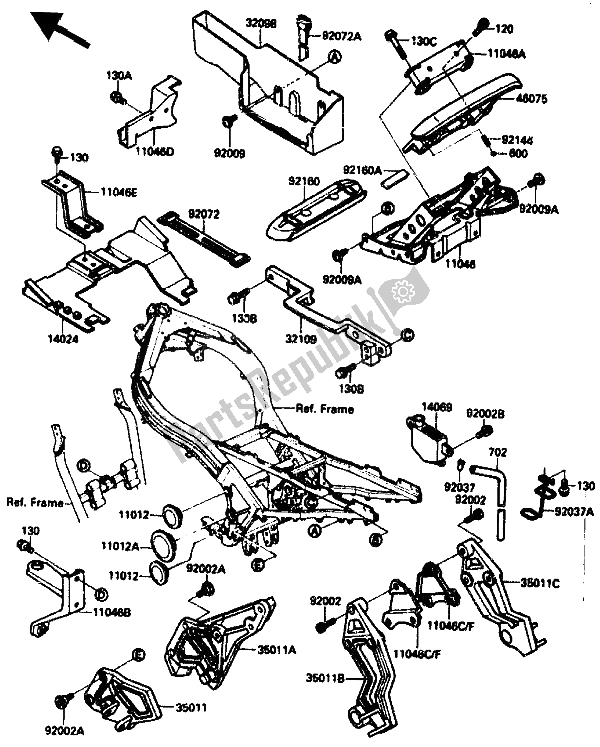 All parts for the Battery Case of the Kawasaki ZX 10 1000 1988