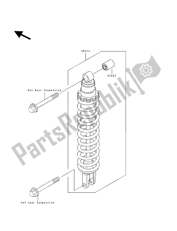 All parts for the Shock Absorber(s) of the Kawasaki KLX 250 1993