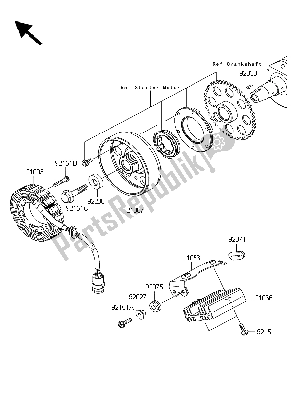 Toutes les pièces pour le Générateur du Kawasaki Z 1000 2003