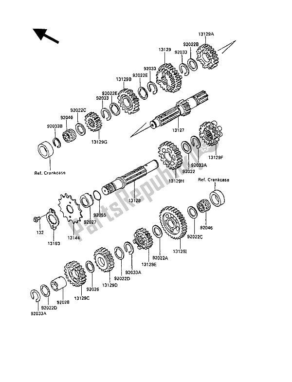 Tutte le parti per il Trasmissione del Kawasaki KLR 250 1991