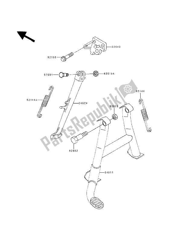 All parts for the Stand of the Kawasaki ZZ R 600 1990