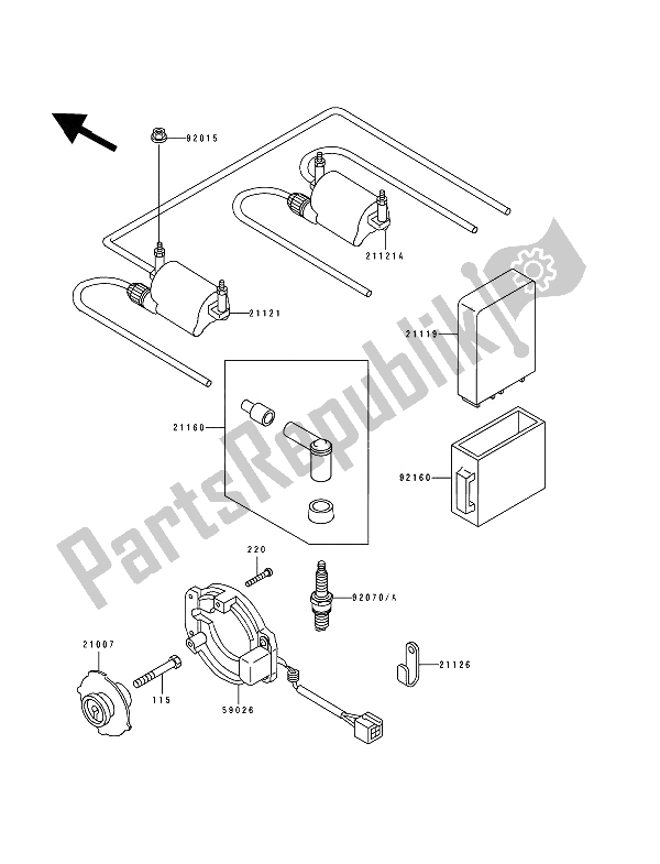 All parts for the Ignition System of the Kawasaki Zephyr 550 1992