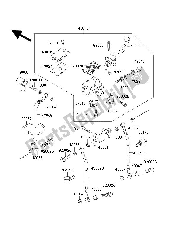 All parts for the Front Master Cylinder of the Kawasaki Ninja ZX 6R 600 1995