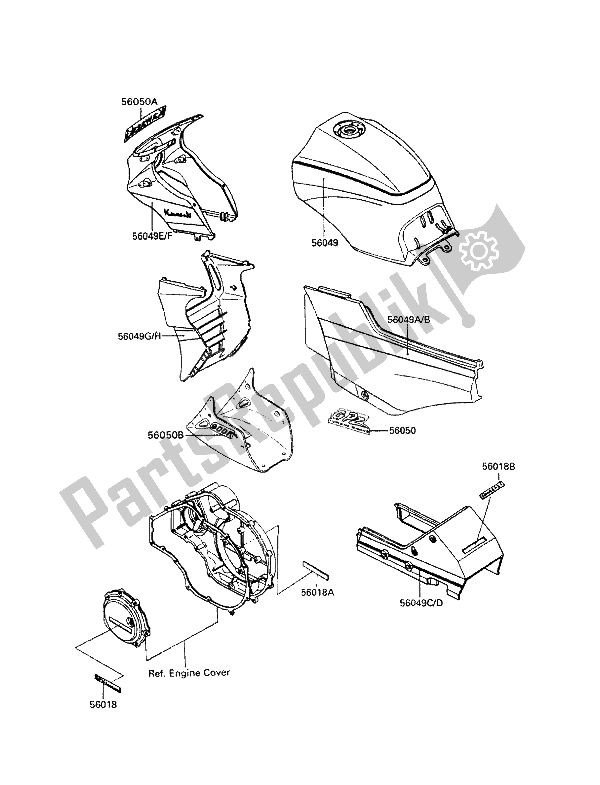 Todas las partes para Etiqueta (rojo ébano) de Kawasaki GPZ 900R 1993