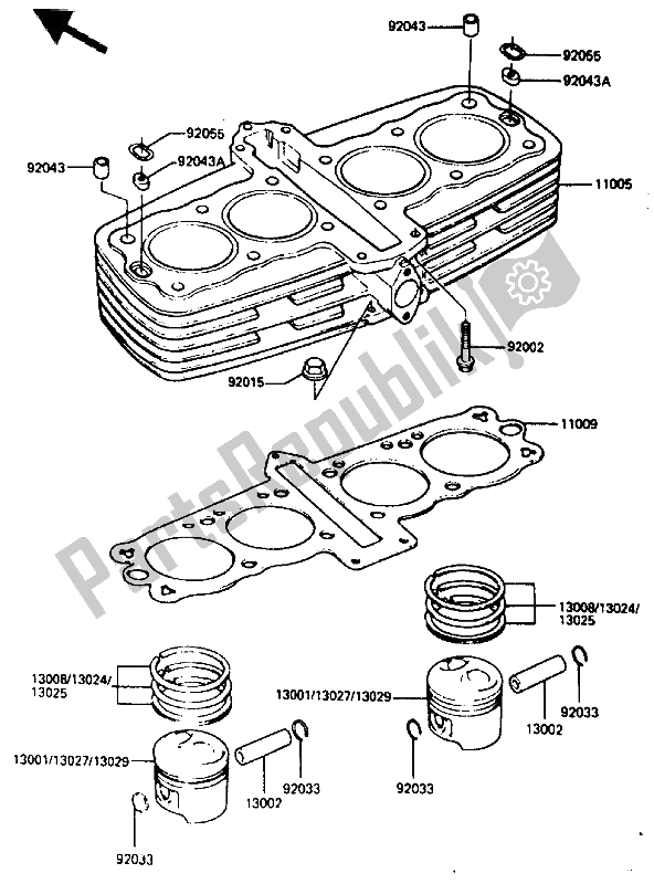 Toutes les pièces pour le Cylindre Et Piston du Kawasaki GPZ 400A 1985