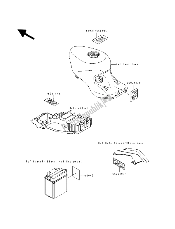 All parts for the Labels of the Kawasaki ZZ R 1100 1993