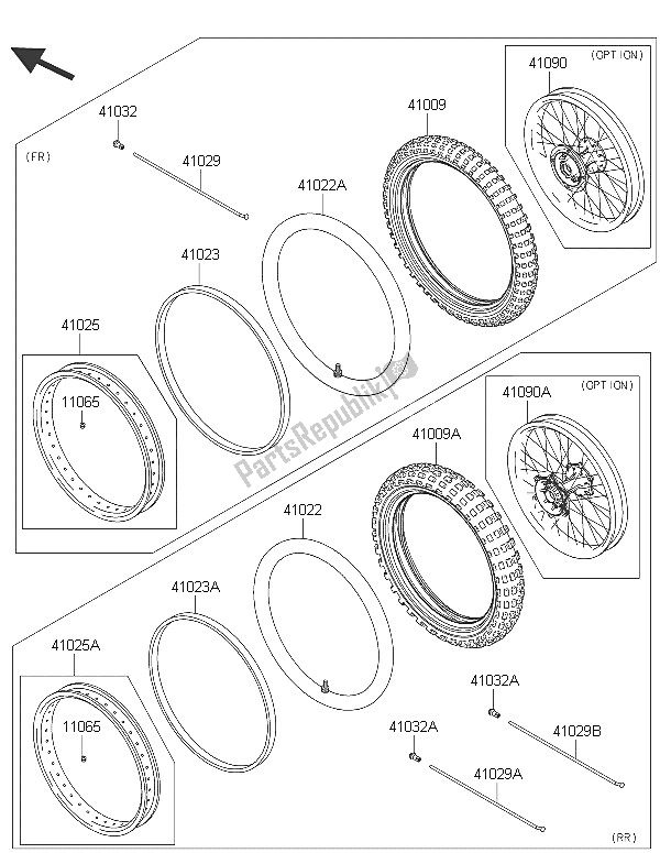 All parts for the Tires of the Kawasaki KLX 250 2016